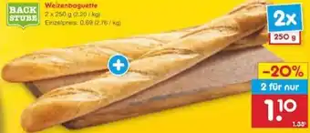 Netto Marken-Discount BACK STUBE Weizenbaguette 2 x 250 g Angebot