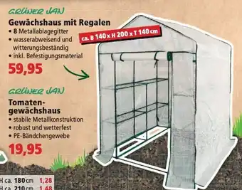 Thomas Philipps Grüner Jan Gewächshaus mit Regalen Angebot