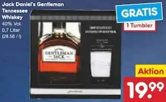 Netto Marken-Discount Jack Daniel's Gentleman Tennessee Whiskey 0,7 Liter Angebot