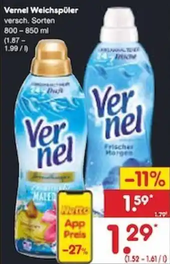 Netto Marken-Discount Vernel Weichspüler 800-850 ml Angebot