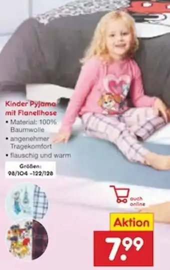 Netto Marken-Discount Kinder Pyjama mit Flanellhose Angebot