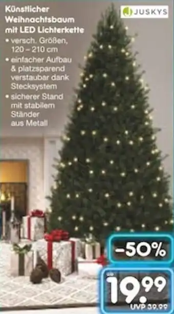 Netto Marken-Discount JUSKYS Künstlicher Weihnachtsbaum mit LED Lichterkette Angebot