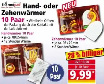 Norma thermopad Hand oder Zehenwärmer 10 Paar Angebot