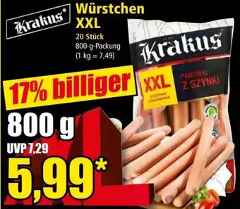 Norma Krakus Würstchen XXL 800 g Packung Angebot