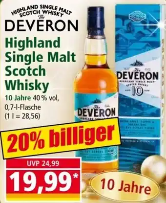 Norma DEVERON Highland Single Malt Scotch Whisky 0,7 L Flasche Angebot