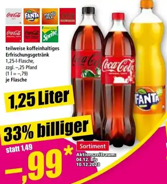 Norma Coca-Cola, Fanta, Sprite oder Mezzo Mix 1,25 Liter Angebot