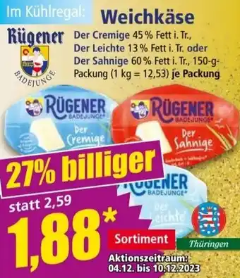 Norma RÜGENER Weichkäse 150 g Packung Angebot