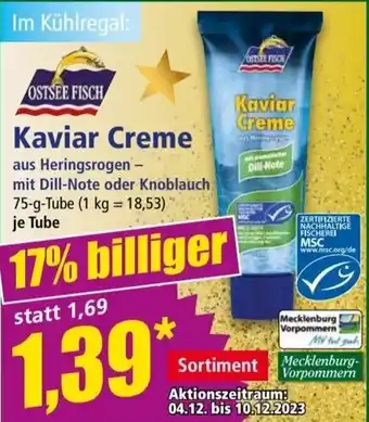 Norma OSTSEE FISCH Kaviar Creme 75 g Tube Angebot