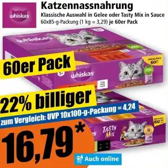 Norma Whiskas Katzennassnahrung 60x85 g Packung Angebot