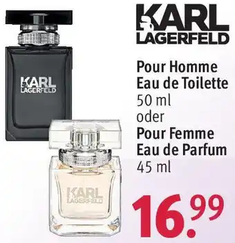 Rossmann KARL LAGERFELD Pour Homme Eau de Toilette 50 ml oder Pour Femme Eau de Parfum 45 ml Angebot