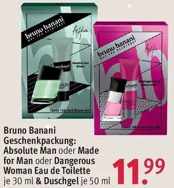 Rossmann Bruno Banani Geschenkpackung: Absolute Man oder Made for Man oder Dangerous Woman Eau de Toilette je 30 ml & Duschgel 50 ml Angebot