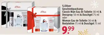 Rossmann S.Oliver Geschenkpackung: Classic Man Eau de Toilette 30 ml & Deospray 50 ml & Duschgel 75 ml Angebot