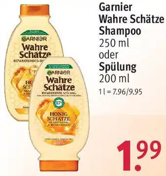 Rossmann Garnier Wahre Schätze Shampoo 250 ml oder Spülung 200 ml Angebot