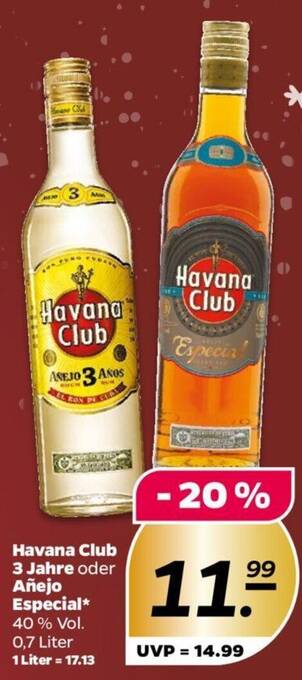 NETTO Havana Club 3 Jahre oder Añejo Especial 0,7 Liter Angebot