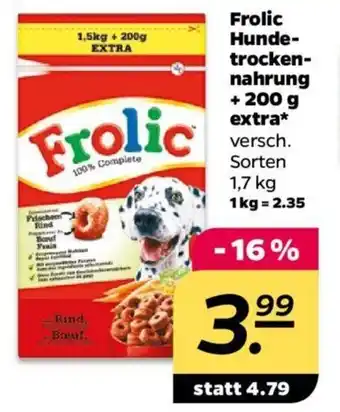 NETTO Frolic Hunde-trocken-nahrung + 200 g extra 1,7 kg Angebot