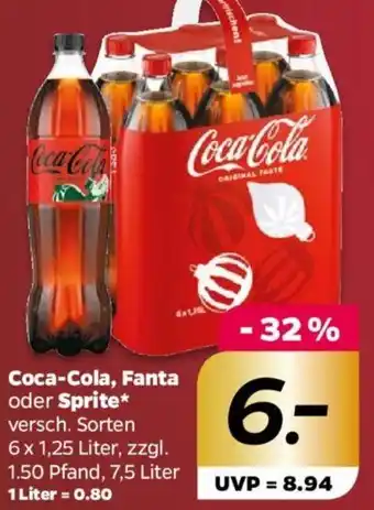 NETTO Coca-Cola, Fanta oder Sprite 6 x 1,25 Liter Angebot