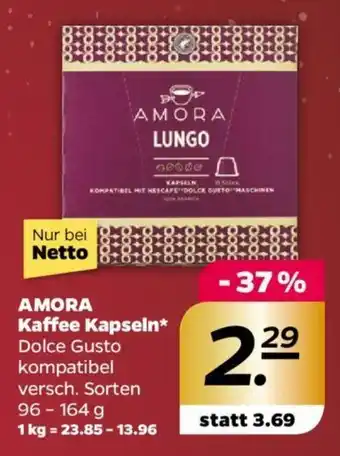 NETTO AMORA Kaffee Kapseln 96-164 g Angebot