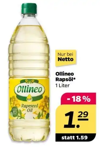 NETTO Ollineo Rapsöl 1 Liter Angebot