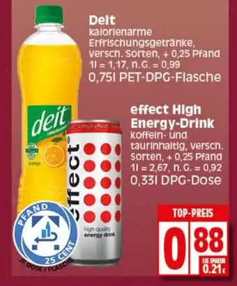 Elli Markt Deit kalorienarme Erfrischungsgetränke, 750ml / effect High Energy-Drink 330ml Angebot