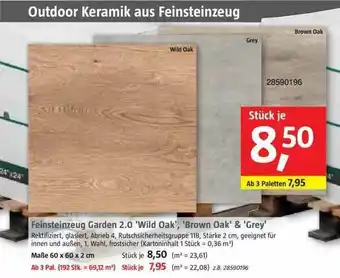 Bauhaus Feinsteinzeug Garden 2.0 'wild Oak' 'brown Oak' & 'grey' Angebot