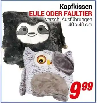 CENTERSHOP Kopfkissen EULE ODER FAULTIER Angebot