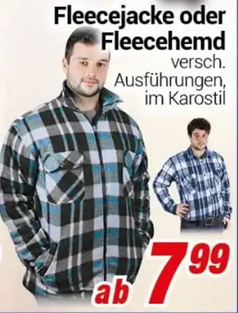 CENTERSHOP Fleecejacke oder Fleecehemd Angebot