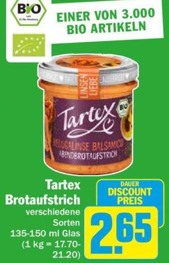 Hit Tartex Brotaufstrich 135-150 ml Glas Angebot