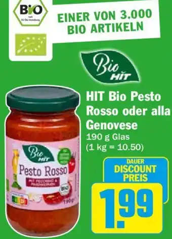 Hit HIT Bio Pesto Rosso oder alla Genovese 190 g Glas Angebot