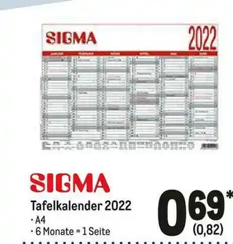 METRO Sigma Tafelkalender 2022 Angebot