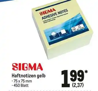 METRO Sigma Haftnotizen Gelb Angebot