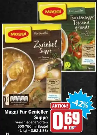 Hit Maggi Für Genießer Suppe 500-750ml Beutel Angebot