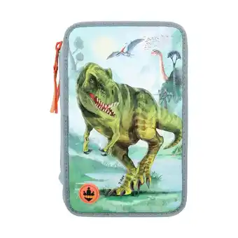Netto Marken-Discount Depesche 3-fach federtasche led t-rex dino world 20 x 13 cm Angebot