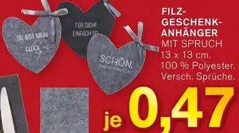 KODi FILZ-GESCHENKANHÄNGER MIT SPRUCH Angebot