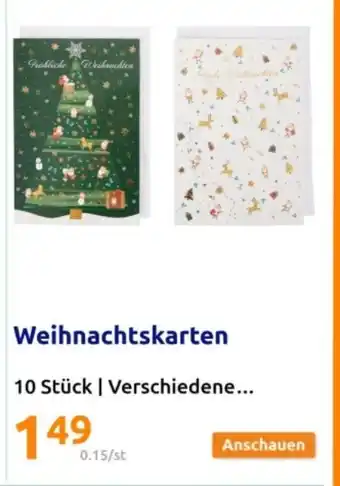 Action Weihnachtskarten 10 Stück Angebot