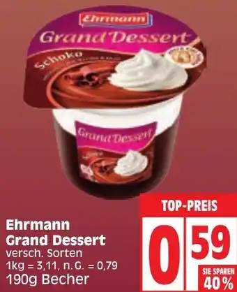 Edeka Ehrmann Grand Dessert 190 g Becher Angebot