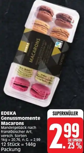 Edeka EDEKA Genussmomente Macarons 144 g Packung Angebot