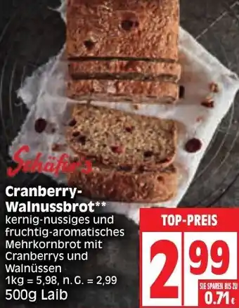 Edeka Schäfer's Cranberry Walnussbrot 500 g Laib Angebot