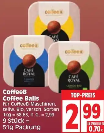 Edeka CoffeeB Coffee Balls 51g Packung Angebot