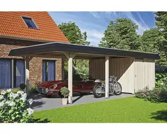 Hornbach Einzelcarport skan holz wendland inkl. abstellraum, epdm folie, pfostenanker 409 x 870 cm natur Angebot