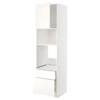 IKEA Metod / maximera hs f ofen/mikro m tür/2 schubl, weiß/vallstena weiß, 60x60x220 cm Angebot