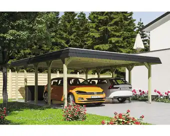 Hornbach Doppelcarport skan holz spreewald inkl. epdm folie, pfostenanker 585 x 741 cm imprägniert Angebot