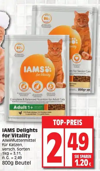 Edeka IAMS Delights for Vitality 800g Beutel Angebot