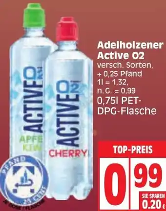 Edeka Adelholzener Active 02, 0,75 L PET-DPG-Flasche Angebot