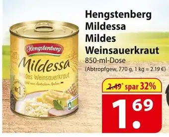 Famila Nord Ost Hengstenberg Mildessa Mildes Weinsauerkraut 850 ml Dose Angebot