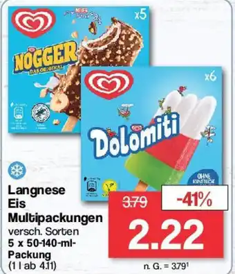 Famila Nord West Langnese Eis Multipackungen 5 x 50-140 ml Packung Angebot