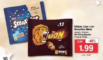 Famila Nord West Kitkat, Lion oder Smarties Minis 187-234-g-Beutel Angebot