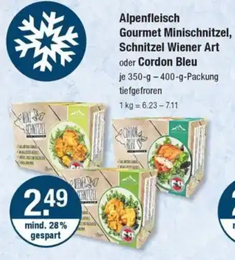 V Markt Alpenfleisch Gourmet Minischnitzel, Schnitzel Wiener Art oder Cordon Bleu 350-g-400-g-Packung Angebot