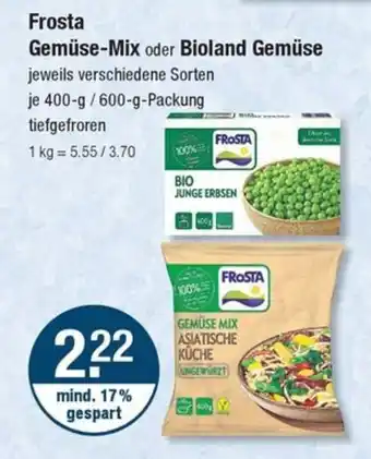 V Markt Frosta Gemüse-Mix oder Bioland Gemüse 400-g/600-g-Packung Angebot