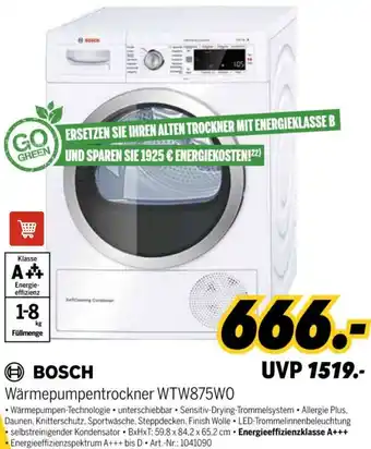 MEDIMAX BOSCH Wärmepumpentrockner WTW875W0 Angebot