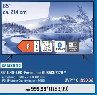 METRO SAMSUNG 85" UHD-LED-Fernseher GU85CU7179 Angebot